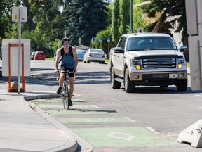 Pictured is where the bike lane on 5 Street S.W. ends south of 17 Avenue S.W. photographed on Tuesday, August 20, 2019. A group of cyclists are asking the City to extend the bike lane to reach Elbow River.  Azin Ghaffari/Postmedia Calgary
