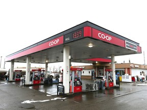 The Beddington Co-op gas bar location in northeast Calgary is shown on Wednesday, Jan. 25, 2023.