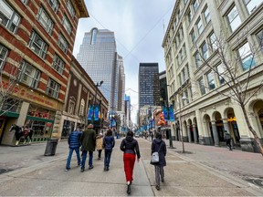Stephen Avenue Mall in downtown Calgary was photographed on Thursday, February 9, 2023. The City of Calgary is looking at new design proposals for the mall.