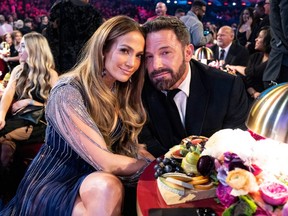 Ben Affleck and Jennifer Lopez are seen at the Grammy Awards.