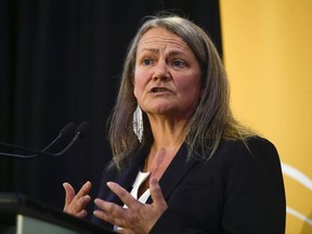 Kimberly Murray speaks after being appointed as Independent Special Interlocutor for Missing Children and Unmarked Graves and Burial Sites associated with Indian Residential Schools, at a news conference in Ottawa, June 8, 2022.