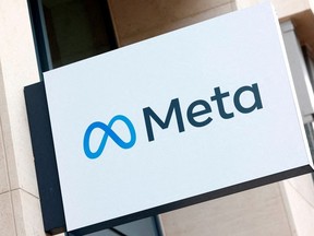 The logo of Meta Platforms' business group is seen in Brussels, Belgium Dec. 6, 2022.