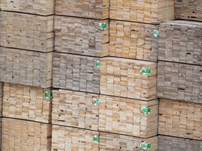 The many pressures on B.C.'s forests and the rural and northern communities that directly depend on them are coming to a head this spring, with sawmill, pellet and pulp closures set to affect hundreds of workers in different corners of the province. Softwood lumber is pictured in Richmond, B.C., Tuesday, April 25, 2017.