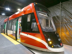 A mockup of Urbos 100, the Green Line's low floor Light Rail Vehicle (LRV) is shown on Nov. 29, 2022.