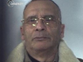 A handout photo shows Matteo Messina Denaro Italy's most wanted mafia boss after he was arrested in Palermo, Italy, January 16, 2023. Carabinieri/Handout via REUTERS