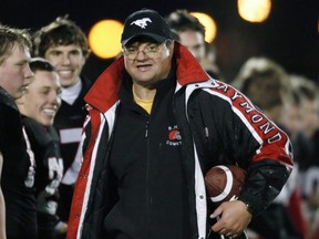 Raymond Comets head coach Lloyd Fairbanks at the Alberta Schools' Athletic Assocation 2005 Provincial Football Championship game against the Bev Facey Falcons at Clarke Park on  Nov. 26, 2005.