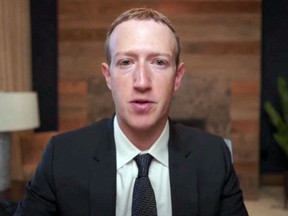 Meta CEO Mark Zuckerberg testifies remotely before a U.S. House of Representatives committee in 2021.