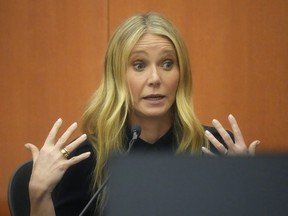 Gwyneth Paltrow testifies during her trial, Friday, March 24, 2023, in Park City, Utah.