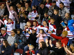 The Calgary Hitmen held their fan appreciation game against the Edmonton Oil Kings at the Scotiabank Saddledome in Calgary on Sunday, March 26, 2023.