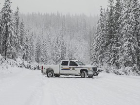 An RCMP truck is shown near Houston, B.C., in January 2020.
