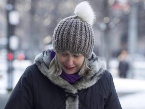 Linda Babcock, mother of Laura Babcock arrives at a Toronto courthouse on Feb. 12, 2018.