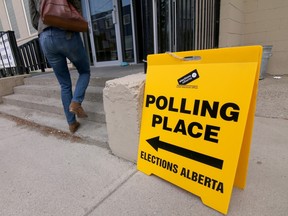 Provincial election polling station in Inglewood in Calgary.