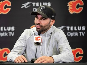 Calgary Flames Nazem Kadri speaks with the media at Scotiabank Saddledome on Friday, April 14, 2023. Azin Ghaffari/Postmedia