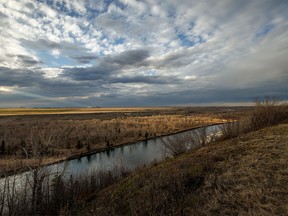The light of day on the Bow River near Carseland, Ab., on Monday, April 24, 2023.