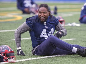 Defensive lineman Mike Moore is pictured with the Montreal Alouettes last season.
