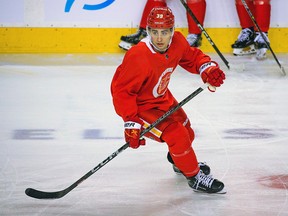 Matt Coronato has been practising with the Calgary Flames since joining the team two weeks ago.