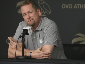 Toronto Raptors held their day after the season locker clean outs as head coach Nick Nurse speaks about the season and upcoming plans for next season in Toronto, Ont. on Thursday, April 13, 2023.