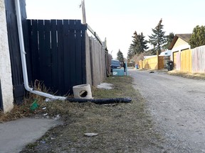 Calgary police are investigating after a woman’s body was found in the alley behind the 700 block of 40 Street S.E. in Calgary. Photo taken on Wednesday, April 19, 2023.