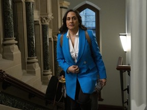 Defence Minister Anita Anand arrives at a cabinet meeting on Parliament Hill, Tuesday, April 25, 2023 in Ottawa.