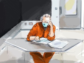 Canadian ex-fashion mogul Peter Nygard is shown in this courtroom sketch in Toronto on Wednesday Jan. 19, 2022.