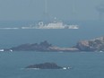 A Chinese Coast Guard ship sails towards the zone where China said it would conduct live fire exercises northeast of Pingtan island, the closest point in China to Taiwan, in Chinas southeast Fujian province on April 10, 2023.