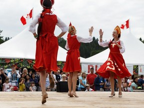 Matryoshka dancers perform at the Russia pavilion during the last day of Heritage Festival at Hawrelak Park in Edmonton, on Monday, Aug. 5, 2019. Photo by Ian Kucerak/Postmedia