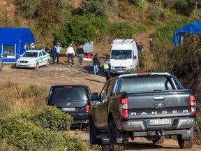Portuguese and German police search teams and vehicles are seen at the site of a reservoir near the area where British girl Madeleine McCann went missing in the Algarve in May 2007, in Silves, Portugal, May 24, 2023.