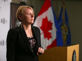 Calgary Police Staff Sgt. Michelle Doyle of the CPS sexual assault unit speaks to media in Calgary on Wednesday, May 3, 2023. Police have charged a man after a nearly 40-year cold case investigation.