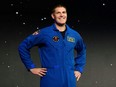 Canadian astronaut Jeremy Hansen smiles after being selected for the Artemis II mission during a news conference held by NASA and CSA at NASA Johnson Space Center's Ellington Field in Houston, April 3, 2023.