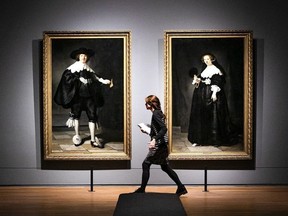 The paintings Marten & Oopjen by Rembrandt are displayed at the Rijksmuseum as part of the exhibition "All the Rembrandts", on February 13, 2019 in Amsterdam.