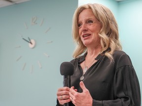 NDP leader Rachel Notley announces her party's plan to attract more frontline healthcare workers to the province during a campaign stop in Calgary on May 13.
