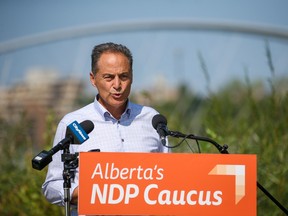 NDP MLA for Calgary-Buffalo Joe Ceci speaks during a press conference in Calgary on Friday, Aug. 26, 2022.