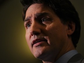 Prime Minister Justin Trudeau speaks to reporters on Parliament Hill in Ottawa, Tuesday, May 9, 2023. Trudeau says Facebook's resistance to paying publishers for articles posted on the platform is "deeply irresponsible" and "out of touch."