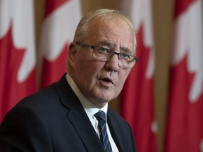 President of the King's Privy Council for Canada and Emergency Preparedness Minister Bill Blair speaks during a news conference in Ottawa, Thursday, May 11, 2023.