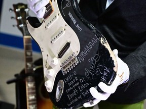 Kurt Cobain's misspelled signed guitar.