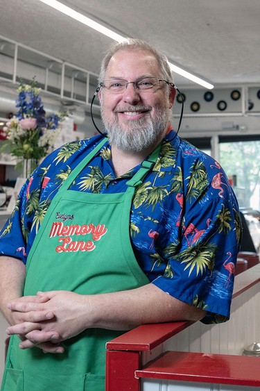 David Poudrier, co-owner of Evelyn’s Memory Lane diner in High River, was photographed in his cafe on Thursday, June 8, 2023. Azin Ghaffari/Postmedia