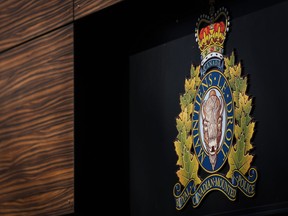 The RCMP logo is seen outside the force's 'E' division headquarters in Surrey, B.C., on Thursday, March 16, 2023.