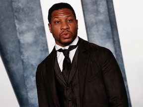 Jonathan Majors attends the Vanity Fair 95th Oscars Party at the The Wallis Annenberg Center for the Performing Arts in Beverly Hills, California.