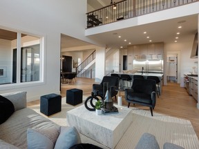 The great room in the Somerton show home by Crystal Creek Homes in Quarry Park.