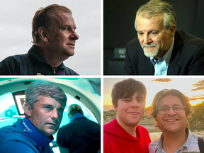 The missing passengers on board the Titan submersible, clockwise from top left: Hamish Harding, Paul Henry Nargeolet, Shahzada Dawood and his son Suleman, and Stockton Rush