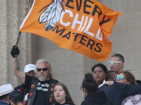 A rally was held at the Manitoba Legislative Building, in Winnipeg on Wednesday June 14. 2023, to demand that landfills be searched for homicide victims. Chris Procaylo/Winnipeg Sun