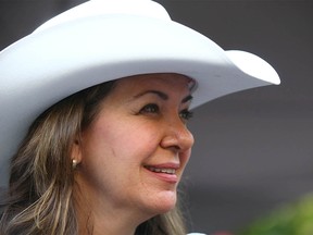 Alberta Premier Danielle Smith is shown at the Premier's pancake breakfast in downtown Calgary on Monday, July 10, 2023.
