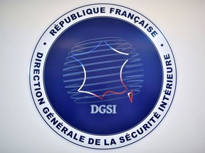 The logo of the French General Directorate for Internal Security (DGSI) is pictured in Paris, Monday Aug. 31, 2020.