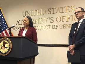 Kristen Clarke, the Assistant U.S. Attorney General for the Department of Justice's Civil Rights Division, speaks during a news conference on Thursday, July 27, 2023 in Memphis, Tenn.