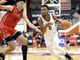 Sierra Canyon's Bronny James (0) drives against Christopher Columbus during a high school basketball game at the Hoophall Classic on Jan. 16, 2023.