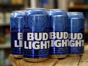 Cans of Bud Light beer are seen in Washington, Thursday Jan. 10, 2019.