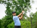 Stewart Cink of the United States plays his shot from the third tee during the second round of the Wyndham Championship at Sedgefield Country Club on Aug. 04, 2023, in Greensboro, North Carolina.