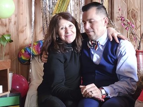 In this image provided by Constanza Del Rio/Nos Buscamos, Jimmy Thyden, right, sits with Maria Angelica Gonzalez, his Chilean birth mother, as they meet for the first time in Valdivia, Chile on Aug. 17, 2023.