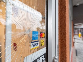 The windows and glass doors of a business at Falconridge Plaza were shattered and broken during a clash between two Eritrean groups with conflicting views of their home country's politics. The aftermath was seen on Monday.