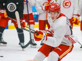 Forward William Stromgren takes part in the 2023 Calgary Flames' prospects training camp at WinSport in Calgary on Thursday, September 14, 2023.